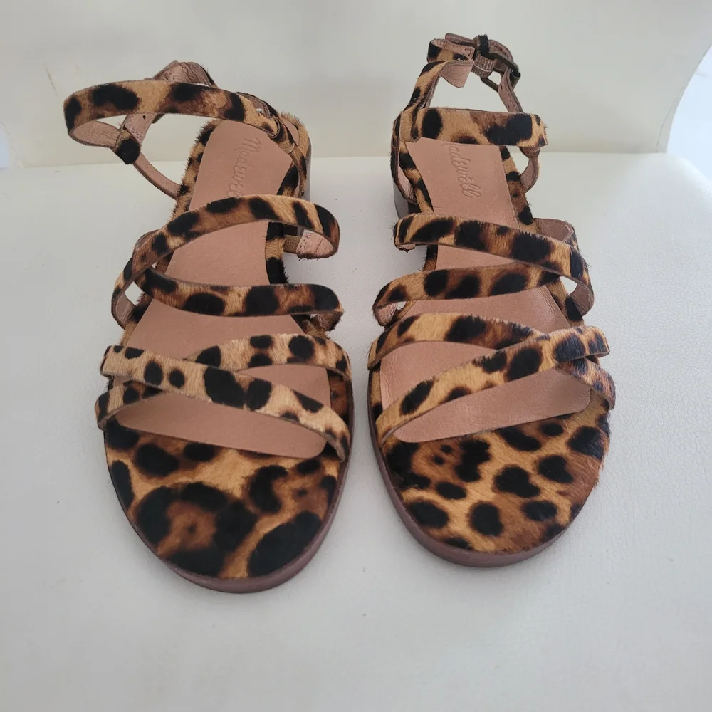 Madewell The Lori Sandal in Leopard Calf Hair Size 6 NEW AH730 - Picture 3 of 15